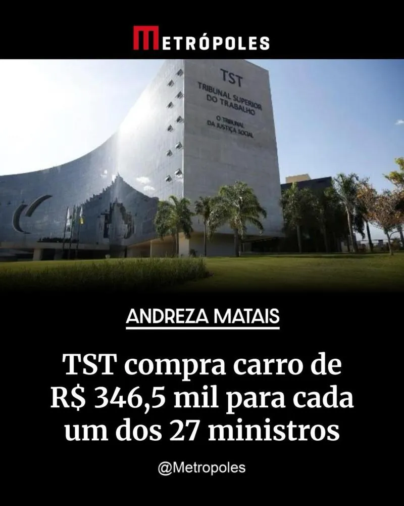 O Tribunal Superior do Trabalho (TST) adquiriu 30 veículos de luxo da marca Lexus para transportar os ministros da Corte em seus afazeres em Brasília. 