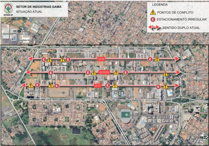 Com implantação de Zona 30, Setor de Indústrias do Gama terá trânsito alterado a partir de terça-feira (19)